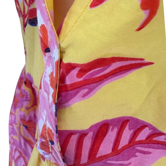 Banjanan Carnation Flamingo Rhododendron Ruffle Maxi Dress Size Small Yellow - Picture 11 of 13